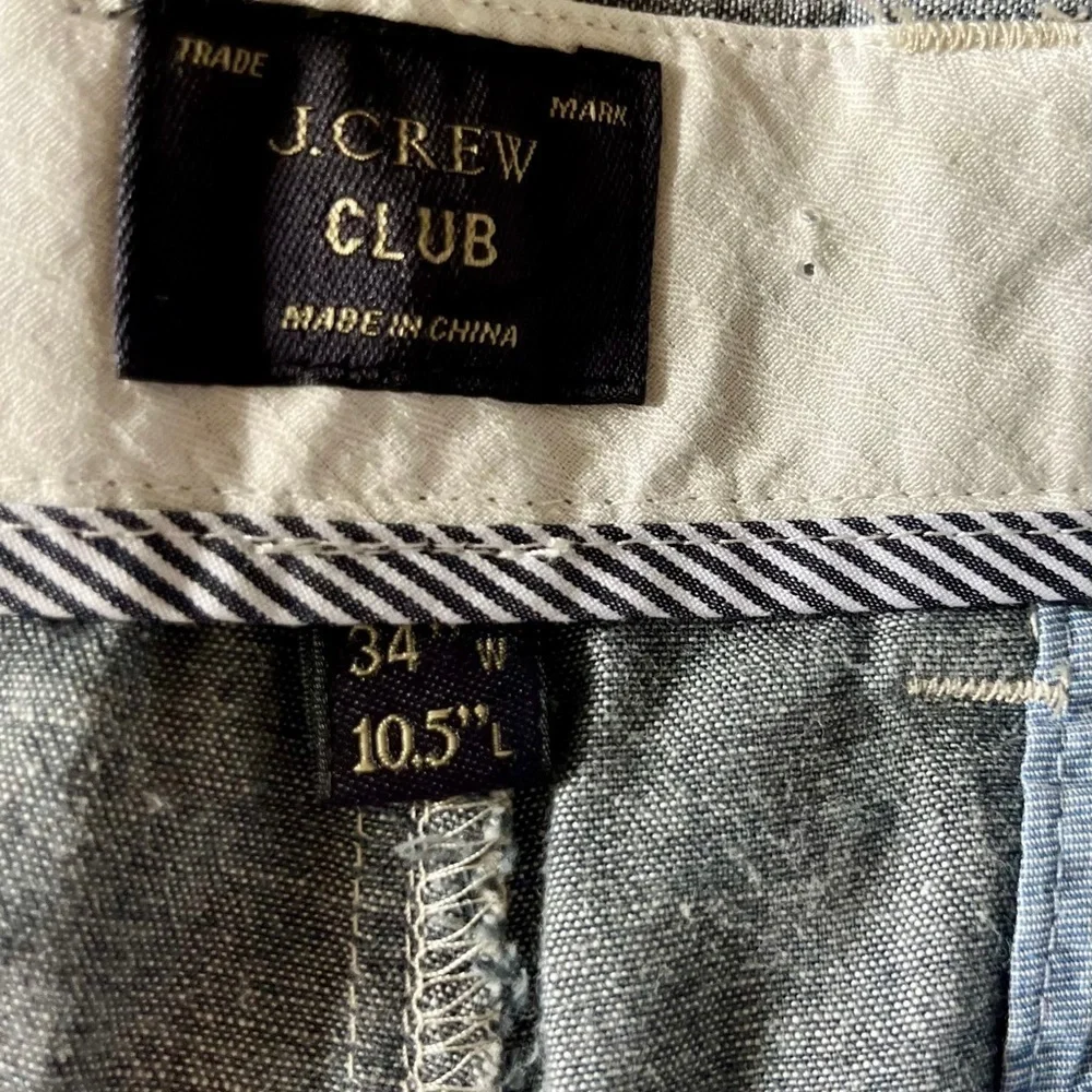 J. Crew Club Gray Chambray shorts size 34w and 10.5”L